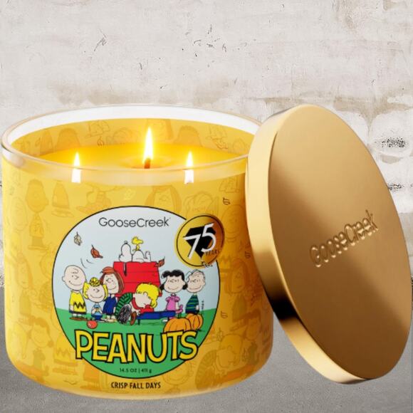 Goose Creek Crisp Fall Days 3-Wick Peanuts Candle NEW - Picture 1 of 2